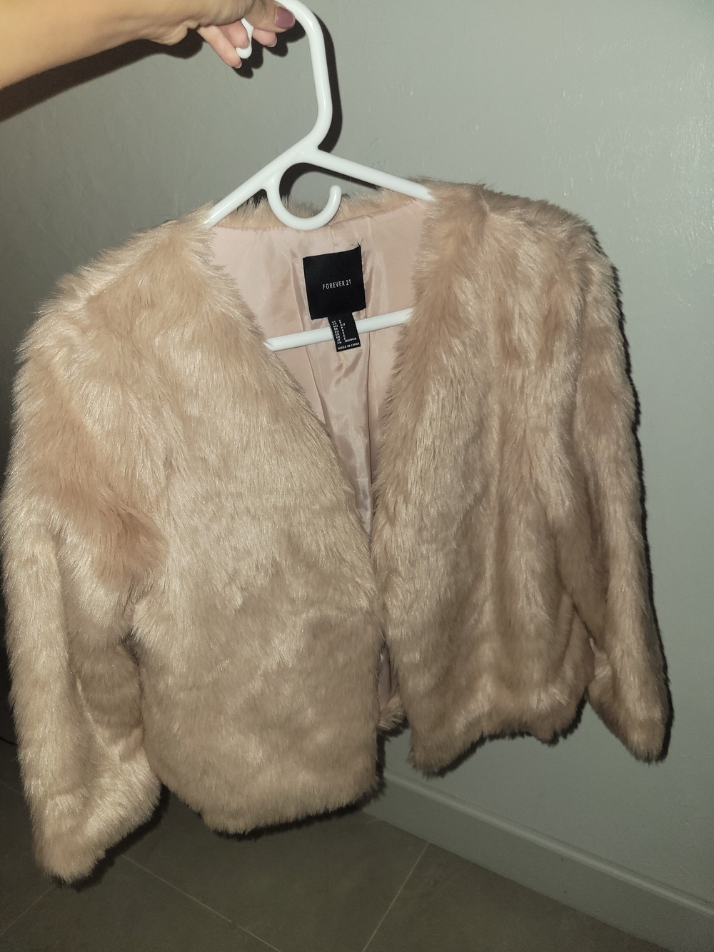 Forever 21 Rose Blush Faux Fur Teddy Jacket